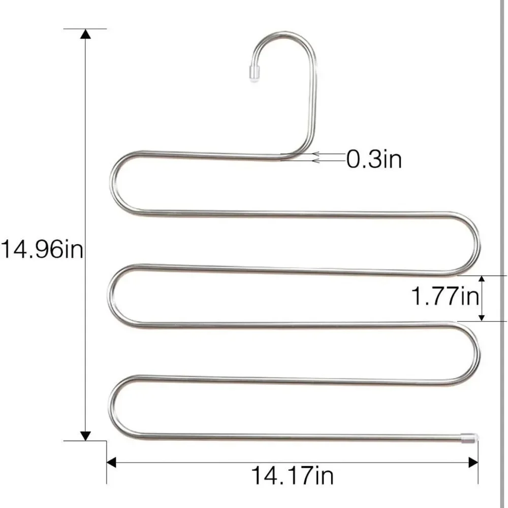 8-Pack Silver Stainless Steel S-Hangers Space-Saving,Closet Organizer